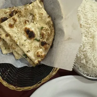 Garlic Nan Bread and RICE