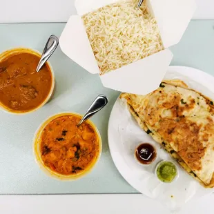 Chicken kashmiri, beef coconut curry, garlic naan, buttery jasmine rice. Thanks to a $15 Uber Eats promotion, my total was a whopping $21.