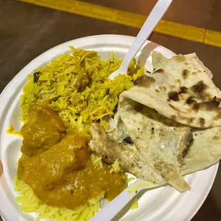 Chicken Tikka Masala, Chicken Biriani and Naan
