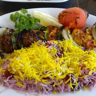 Beef and Chicken Shish Kabob Combination Platter