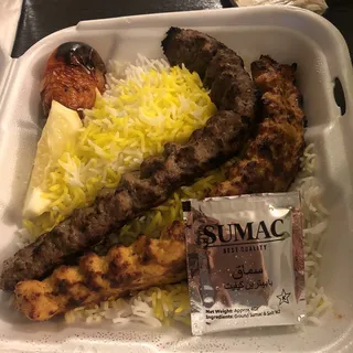 Chicken Barg and Beef Koobideh Combination Platter