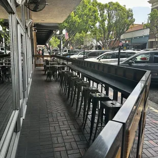 They have an outdoor patio which has a great view of the businesses downtown.