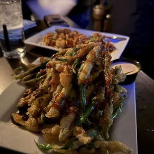 Tempura green beans appetizer