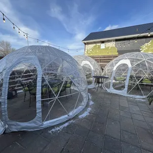 Heated domes for cold weather dining are available with reservations.