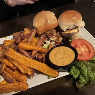 Sliders and sweet potato fries