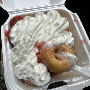 Dessert Donut Bowl with Strawberry and Whip Cream