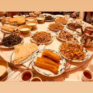 a table full of food