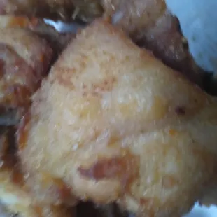The golden bits are cut in half and have no batter on them and not crispy