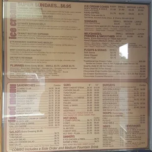menu with prices