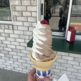 Large twist cone. It's very skinny but I do appreciate the cherry on top.