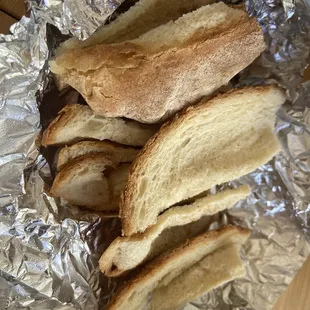 Bread with salad - cut up a little oddly but was warm and still good.