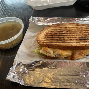 Soup and Southwest Chicken Panini - lunch combo.