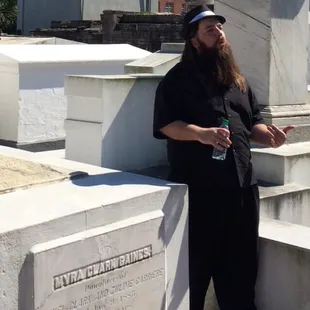 Thomas telling a story on my tour in Saint Louis Cemetery #1. Such a great tour!!