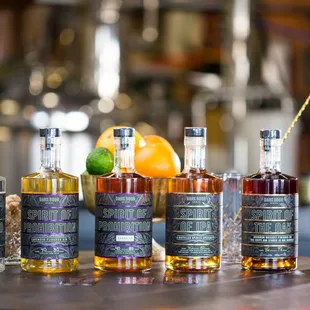 a variety of bottles of spirits