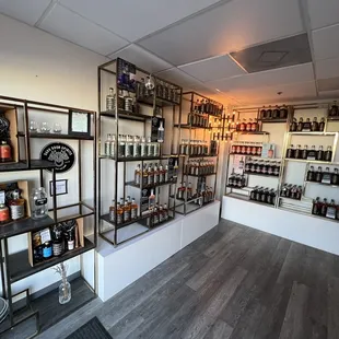 shelves filled with bottles of liquor