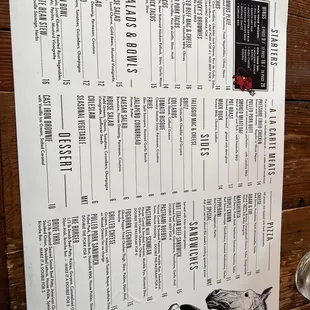 the menu