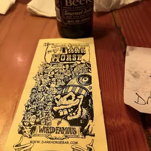 The menu and a fire root beer