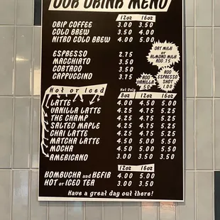 Drink menu