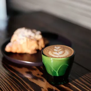 Almond croissant &amp; cappuccino!