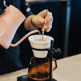 Pour Over coffee being made inside our coffee shop in Henderson, NV.
