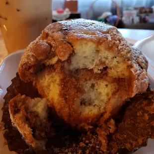 Inside of coffee cake muffin