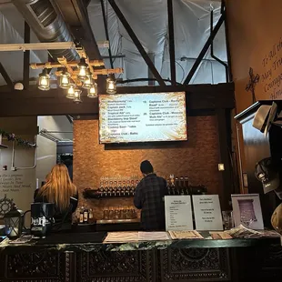 Inside of the building with menu