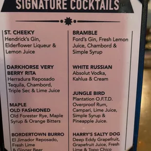 Cocktail Menu 9.21