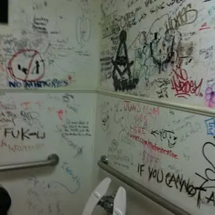 Men&apos;s restroom wall