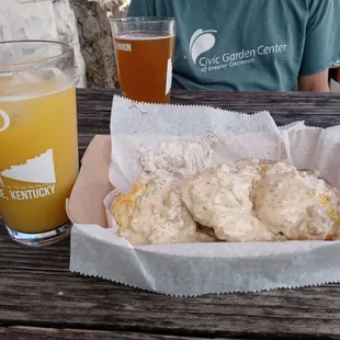 Left front beermisa, back bellvue common, front biscuits and gravy. All delicious.