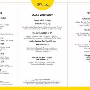 Modern Thai Dinner Menu