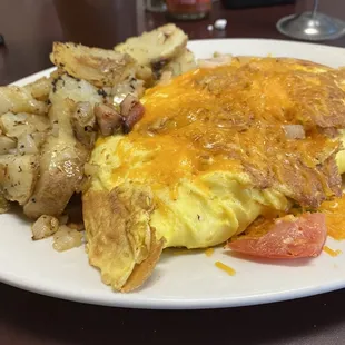 omelet and potatoes