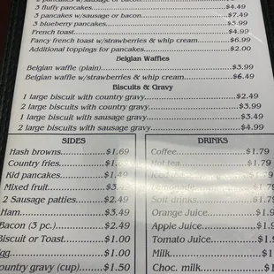 price list