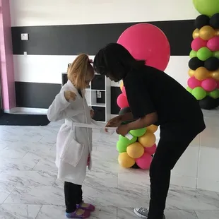 You receive a robe then pick out your nail polishes colors