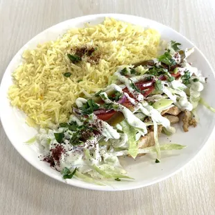 Chicken Shawarma Platter (Soup or Side Salad, Hummus and Pita Basket Included, but Shown Separately)