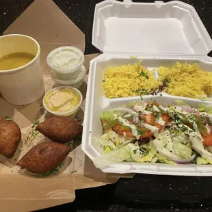 Kibbeh and Chicken Schwarma Platter