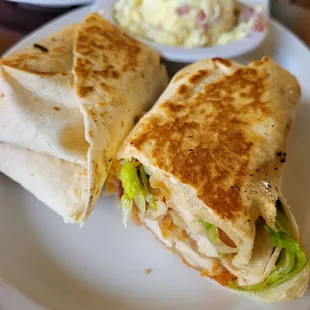 Decent Buffalo chicken wrap and disappointing potato salad