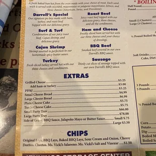 the menu for the restaurant