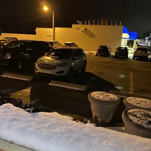 a parking lot at night