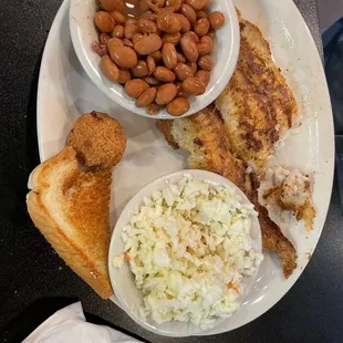 Grilled Catfish-pinto beans and slaw... hubby loved it!!