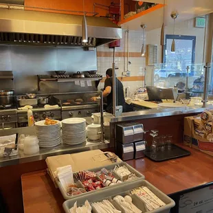 Kitchen staff prepping breakfast