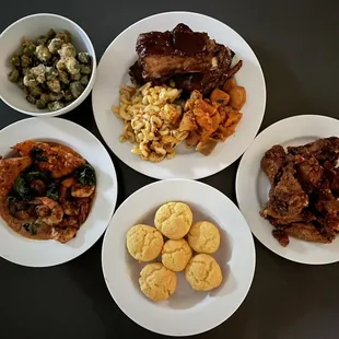 Country Fried Chicken Wings, fried okra, Cornbread Basket, Shrimp &amp; Grits, Neighborhood Combo Meal