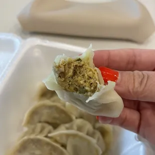 Inside of chicken momo
