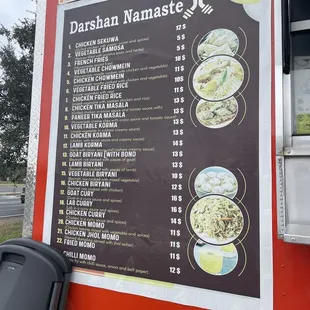 Menu on truck