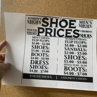 Shoe prices