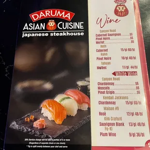 menu, sushi and sashimi