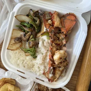 HIBACHI LOBSTER with CRAB RAGOON