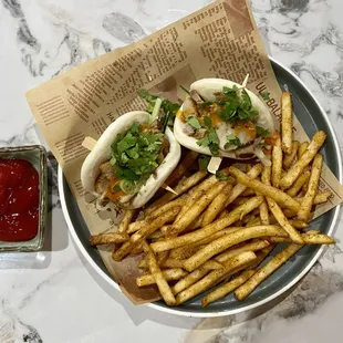 Chashu Pork buns with fries (lunch special)
