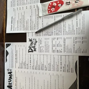 The menu!