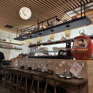 the interior of a japanese restaurant