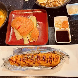 Salmon Sashimi, 16. Spicy Bake Salmon Roll, 8. Beef Miso Ramen, Shrimp Curry